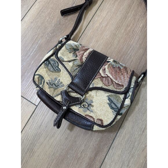 Vintage Y2K NY & Co Mini Tiny Tapestry Purse Floral Mocha Cottagecore - Picture 9 of 11